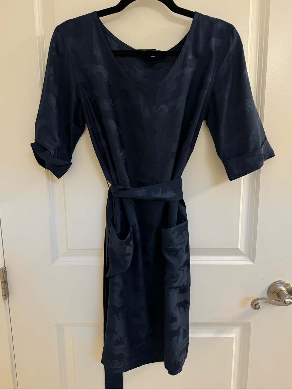 Marc by Marc Jacobs Navy Blue Mini Dress with Belt 100% Silk - Picture 5 of 7
